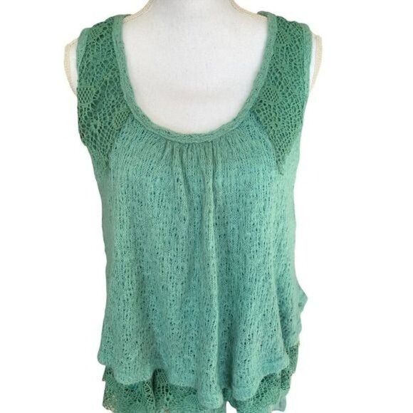 Lagenlook Dress Pretty Angel M Green Layers Ruffles Lace Crochet Fuzzy Lined - Picture 2 of 11